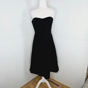 🎄 Isaac Mizrahi Strapless Cotton Knee-Length Dress 12 matte black